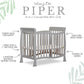 Dream On Me Violet 4-In-1 Convertible Mini Crib In Pebble Grey, Greenguard Gold Certified, Jpma Certified, 3 Position Mattress H