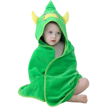 Michley Unisex Baby Animal Hooded Bath Towel Soft Cotton Beach Swimming Bathrobe For 0-6T, Green