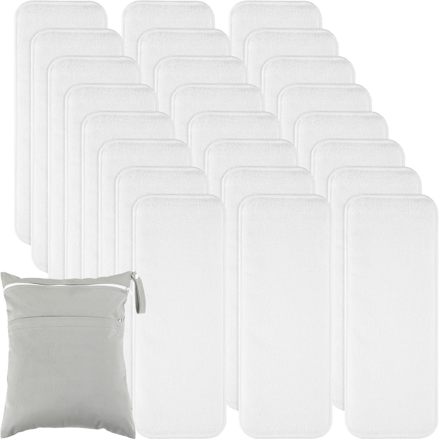 24 Pack Cloth Diaper Inserts Reusable Newborn Cloth Diaper 3 Layer Absorbent Breathable Diaper Inserts Overnight Microfiber Clot