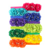 My Lello Baby Flower Headbands Fabric Beaded Trio Stretchy Elastic Variety Pack Bright Primary Colors 8 Pcs