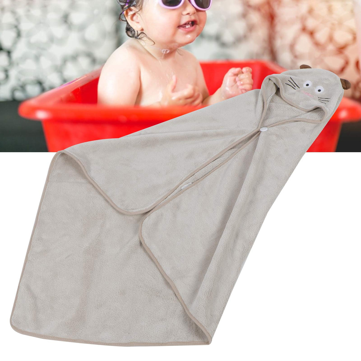 Ubervia Baby Bath Washcloths, Kids Bath Towel, Thicken Cute Highly Absorbent for Baby Kids(Brown Kitten)