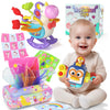 usrela 3 in1 Baby Toys 12 Months - Busy Board Sensory Toys, Tissue Box Toy, Pull String Teether, Learning Toy for Babies 12 18 M