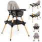 HONEY JOY Baby High Chair, 6-in-1 Convertible Wooden Highchair for Babies and Toddlers/Table Set/Toddler Chair with Safety Harne