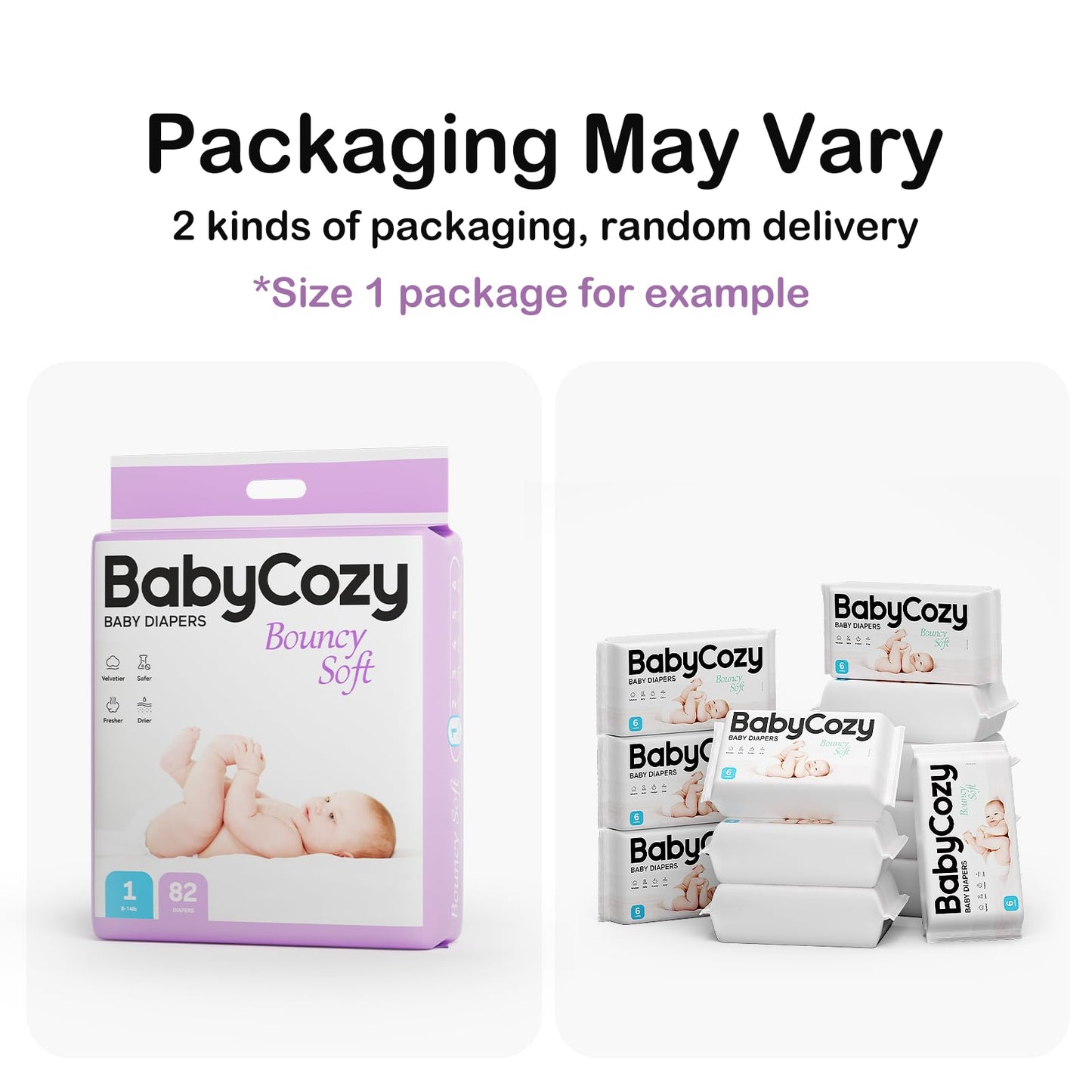 Newborn Baby Diapers Size 2(12-18Lb) 74 Count Babycozy Bouncy Soft Diapers Hypoallergenic, Dry Disposable Diapers With Softer To