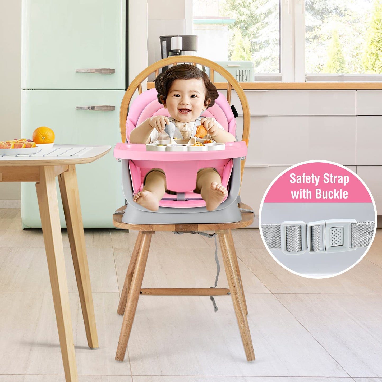 HONEY JOY 8 in 1 Baby High Chair, Convertible Highchair for Babies and Toddlers/Table and Chair Set/Building Block Table/Booster