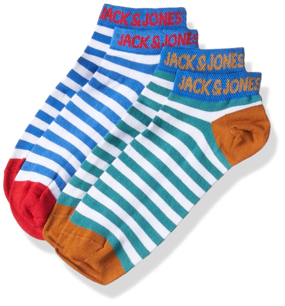 Jack & Jones Men Stripes Cotton Blend Ankle Length Multicolor Socks(Pack Of 2 Socks)