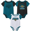 Outerstuff Nfl Newborn Baby And Infant Short Sleeve Bodysuit Variety 3-Pack - Jacksonville Jaguars, 6-9M