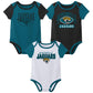 Outerstuff Nfl Newborn Baby And Infant Short Sleeve Bodysuit Variety 3-Pack - Jacksonville Jaguars, 18M