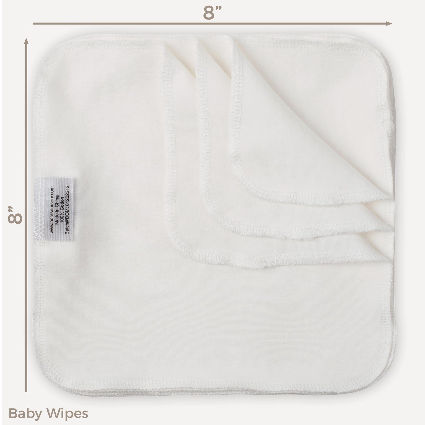 Nora'S Nursery Reusable Baby Wipes, 100% Cotton Washcloths, Soft And Absorbent Towels For Newborn Bath And Face, Includes 20 Wip