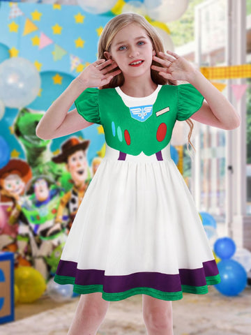 Eledobby Buzz Lightyear Dress For Girls Kids Buzz Lightyear Costume Halloween Outfit Birthday Party Dress 9-10Years