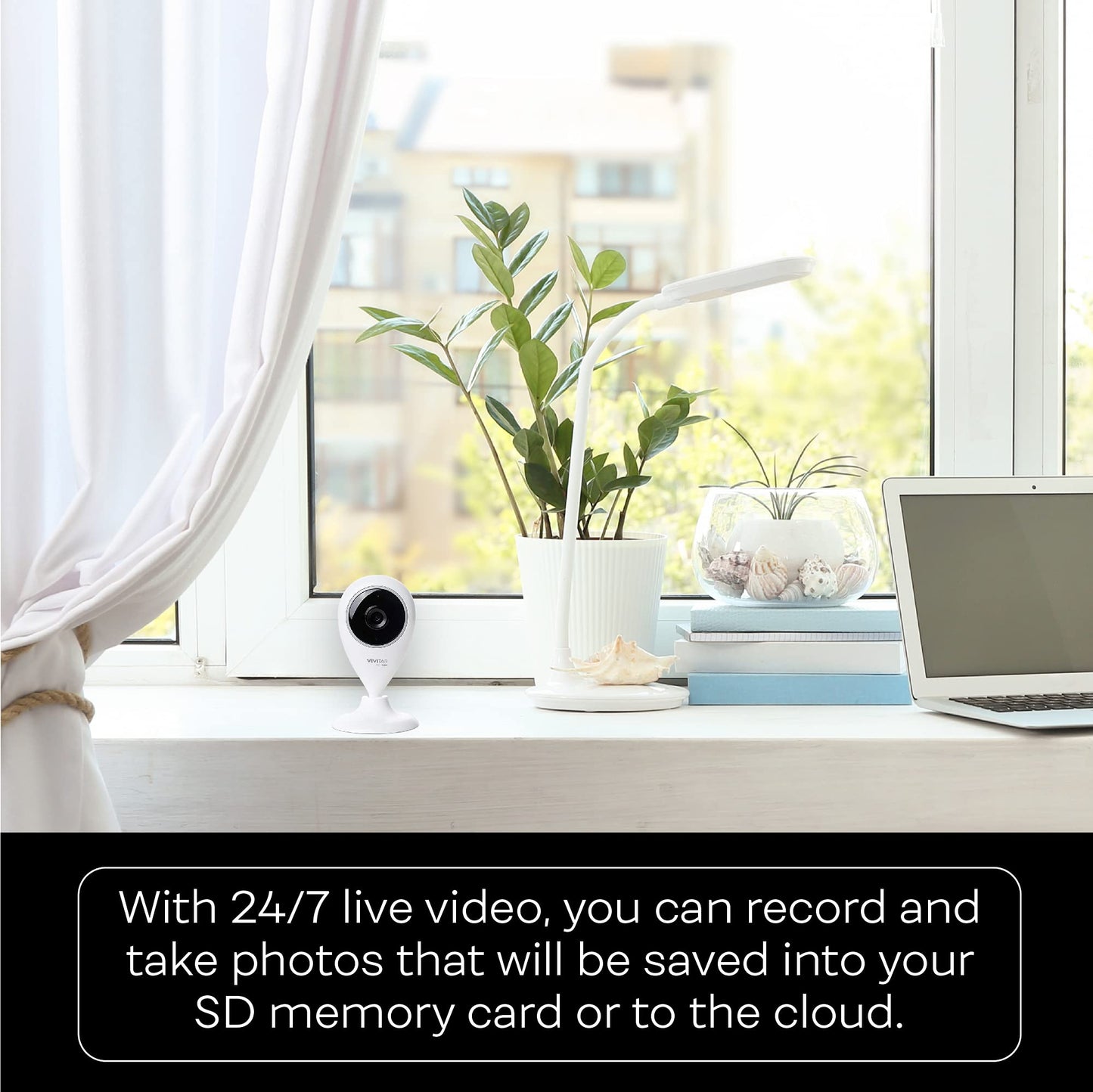 Vivitar Smart Home Security Camera, Indoor Wide Angle Wifi Camera For Home Security With Night Vision, Motion Alerts, 2 Way Comm
