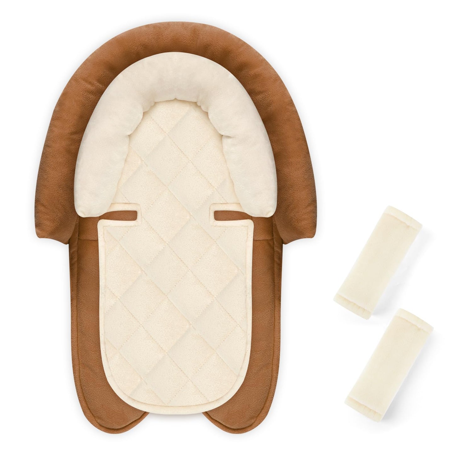 Baby Car Seat Head Body Support & Strap Covers, 2 in 1 Infant Car Seat Insert, Reversible Soft Breathable Newborn Cushion Pads f