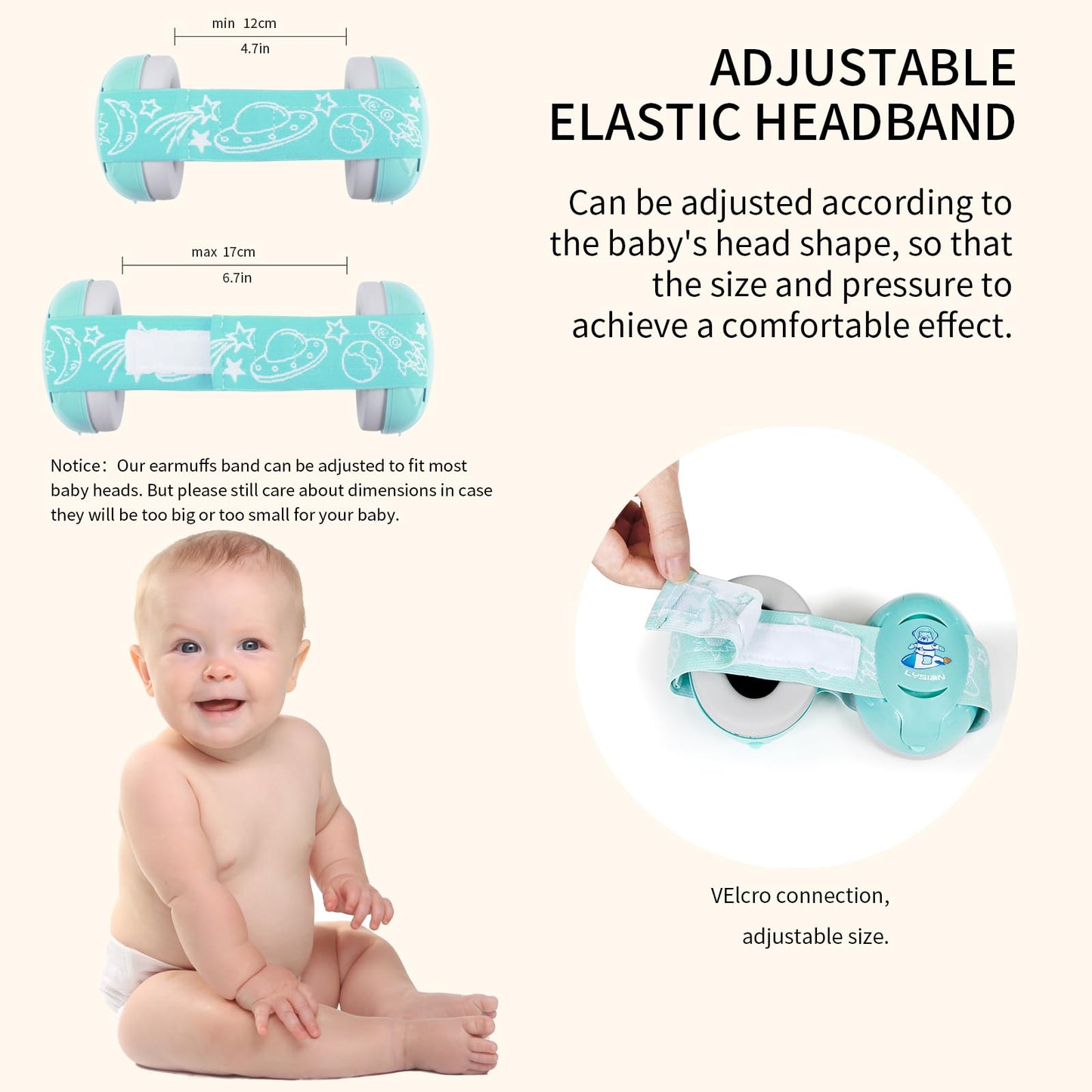 Lysian Aqua Baby Ear Muffs Noise Cancelling Headphone For Infants With Elastic Headband, Hearing Protection Kid Earmuffs For Sle