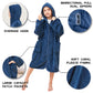 Hiturbo Kids Bath Towel Hoodie: Soft Plush Zipper Surf Poncho - Warm Fleece Changing Towels Swimming Outerwear (Navy)