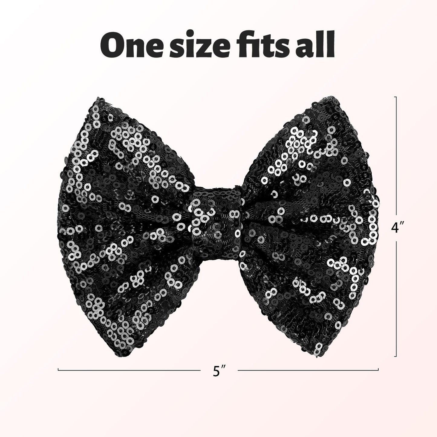 Lanmerry Hair Clip For Girls, 5 Inches Sequins Large Bow With Alligator Clip For Bows Hair Accessories, Black