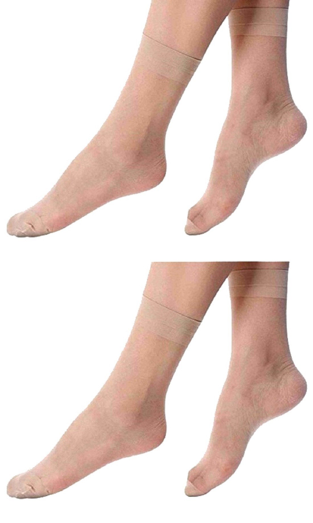 Nawab UltraThin Transparent Sheer Net Skin Ankle Length No Show Women/Girl Socks (Set Of 2 Pair)