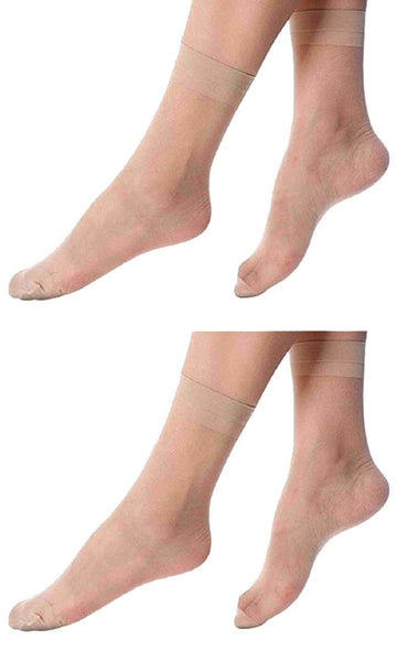 Nawab UltraThin Transparent Sheer Net Skin Ankle Length No Show Women/Girl Socks (Set Of 2 Pair)