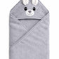Hi mom Kids World Baby Hooded Bath Towel, Blue, Cotton Terry, Bear Design with Embroidered Face and Pompom Ears (Grey, 80X80)
