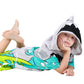 Athaelay Soft Microfiber Swim Cover-Ups For 3 To 10 Years Old Kids Hooded Bath Beach Poncho Towels With Carrying Bag (Big Shark,