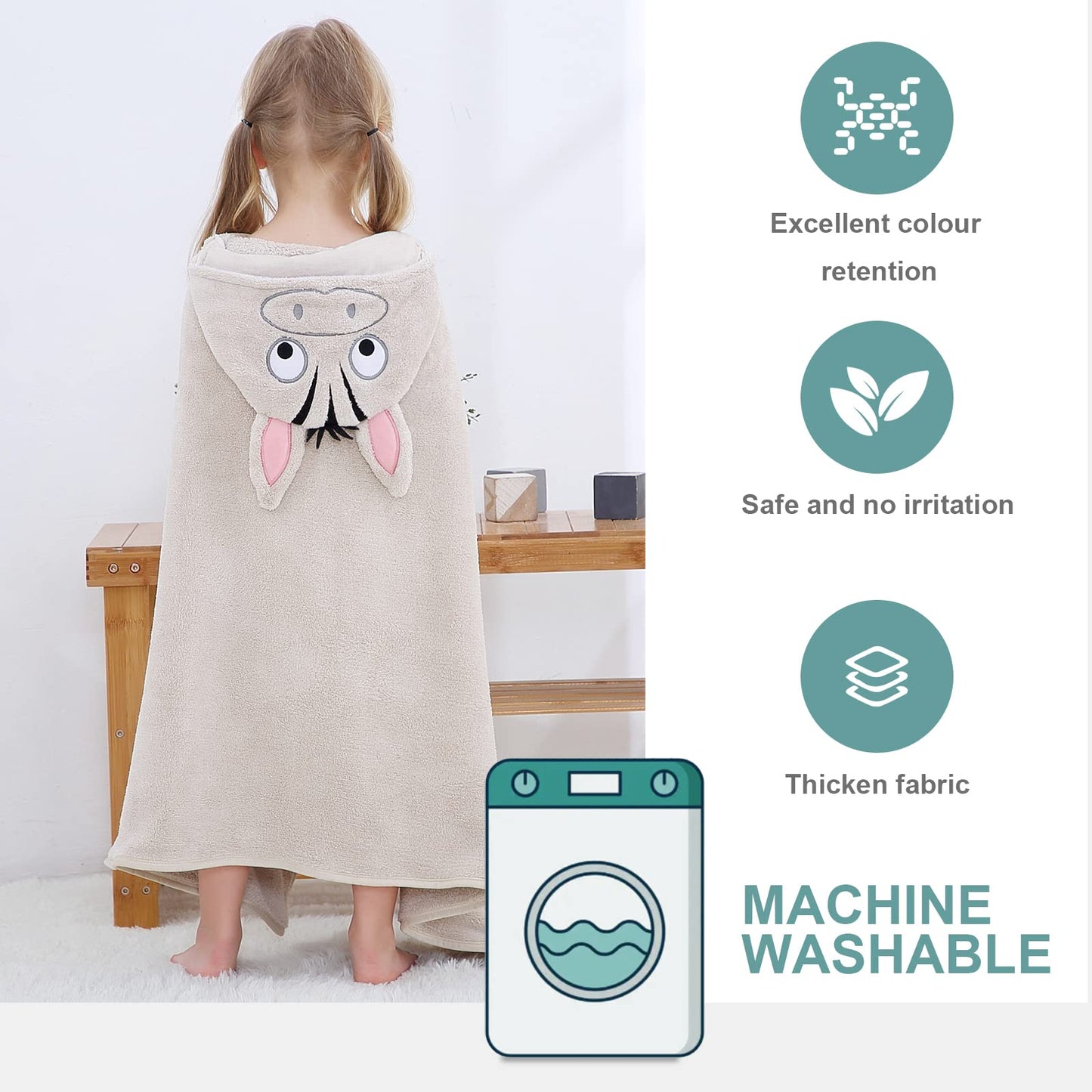 Michley Cartoon Hooded Baby Towel Unisex, Premium Soft Swimming Bathrobe Large Washcloths 27.5 ' X 47 ' For 0-7T (Zebra)