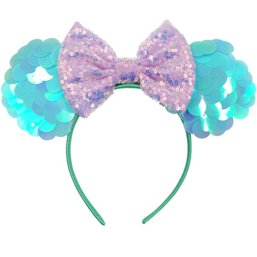 Mado Mermaid Blue Hairband With Ears For Women Girls Princess Dress Accessories Decorations Party (Mermaid 02)