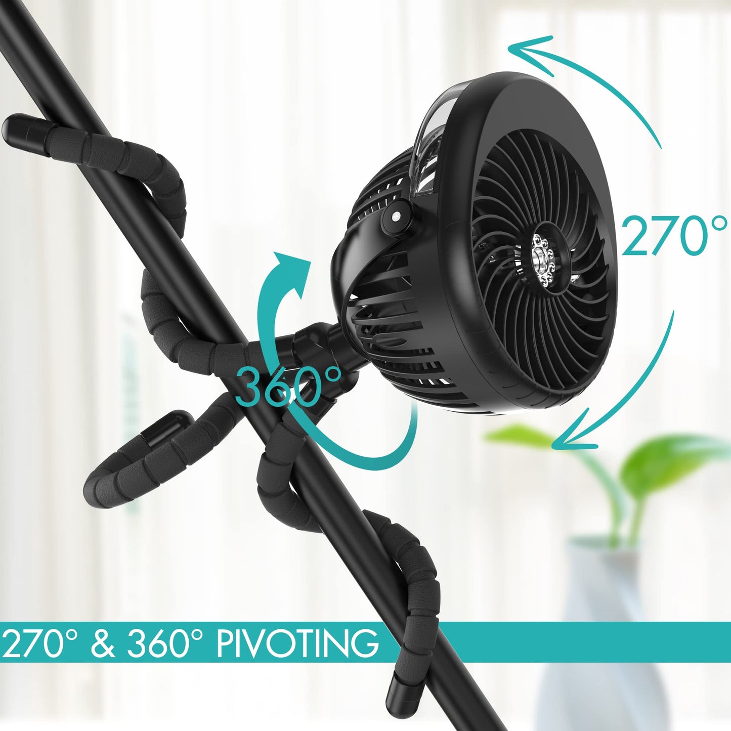 Comlife Misting Baby Stroller Fan, 270 & 360 Pivoting Portable Fan, Battery Operated Usb Fan, Handheld Misting Fan, With Flexibl