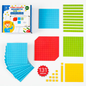 Simply magic 131 PCS Jumbo Magnetic Base Ten Blocks for Math, Place Value Blocks, Magnetic Base 10 Blocks Set for Teachers, Math