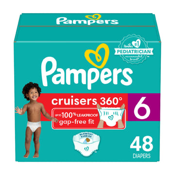 Pampers Diapers - Cruisers 360 - Size 6, 48 Count, Babyproof Up To 100% Leakproof Pull-On Diaper