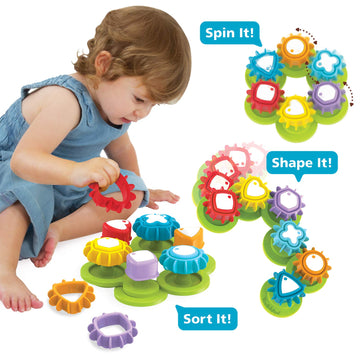Yookidoo Shape N Spin Gear Sorter. A Developmental Activity Toy for Kids Ages 1-3. Toddlers Sortering Game with Multiple Colors