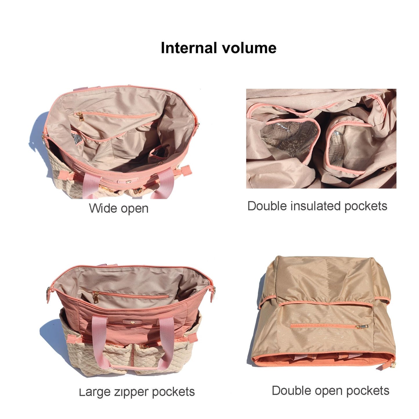 Esvan Diaper Tote Bag Totepack Backpack 2 In 1 For Women Multifunctional Large Capacity With Insulated Pockets Travel (Orange Kh