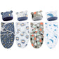 Buryeah 4 Pack Preemie Swaddle Blanket Wrap Set with Hat for Baby Boys Girls 3-7 Lbs Preemie Newborn Clothes Sleepers Cap(Dark B