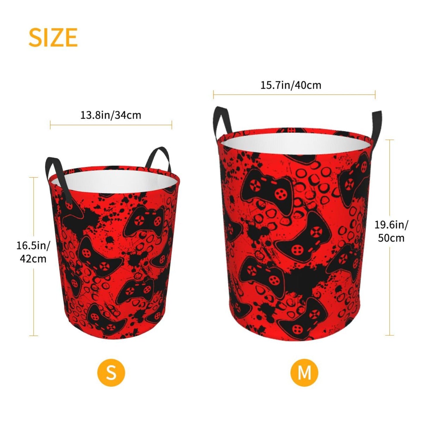 Gbuzozie Game Joysticks Red Background Round Laundry Hamper Storage Basket Toys Clothes Organizer Bin For Home Bathroom Bedroom