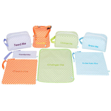 Easy Baby - Diaper, Bottle, And Supplies - Organizer Pouches And Changing Pad - Change, Feed, Dress, And Clean Me (8 Pack Laguna