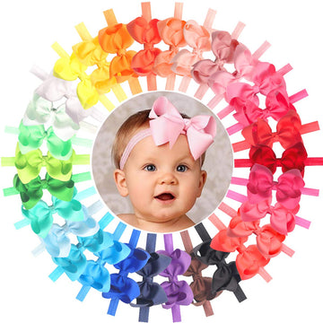 C  Llot Baby Girls Headbands Grosgrain Ribbon 4.5 ' Hair Bows Headband Big Bow Hair Bands For Toddler Pack Of 30