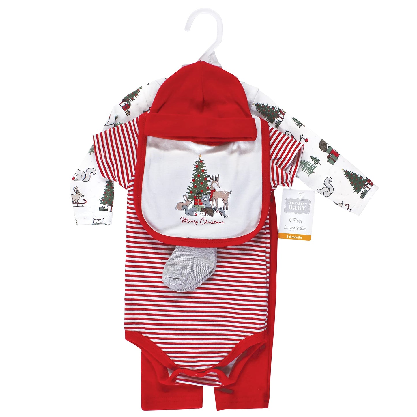 Hudson Baby Baby Girls Hudson Unisex Cotton Layette Set, Christmas Forest, 6-9 Months And Toddler T Shirt Set, Christmas Forest,