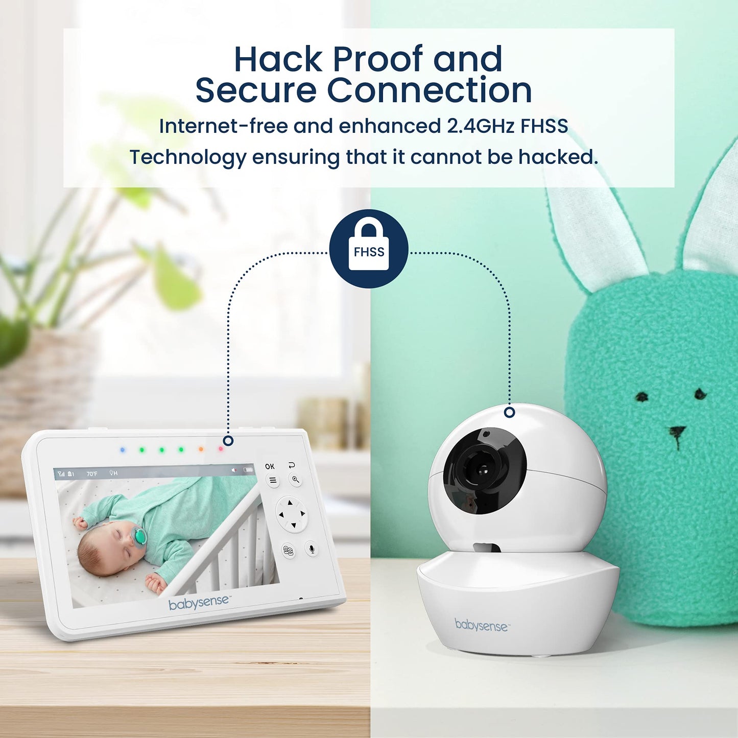 Babysense Baby Monitor With 2 Cameras And Audio 4.3', Non Wifi Baby Monitor, Dual Split Screen, Portable Double Sleep Video Mon