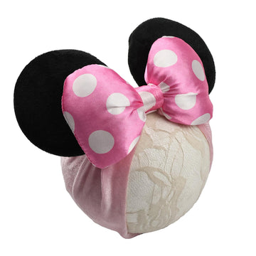 Jiahang 3D Baby Girl Mouse Ears Turban Headwrap With Satin Polka Dot Bow, Wide Velvet Hairband, Hair Bow Headband For Infant Tod