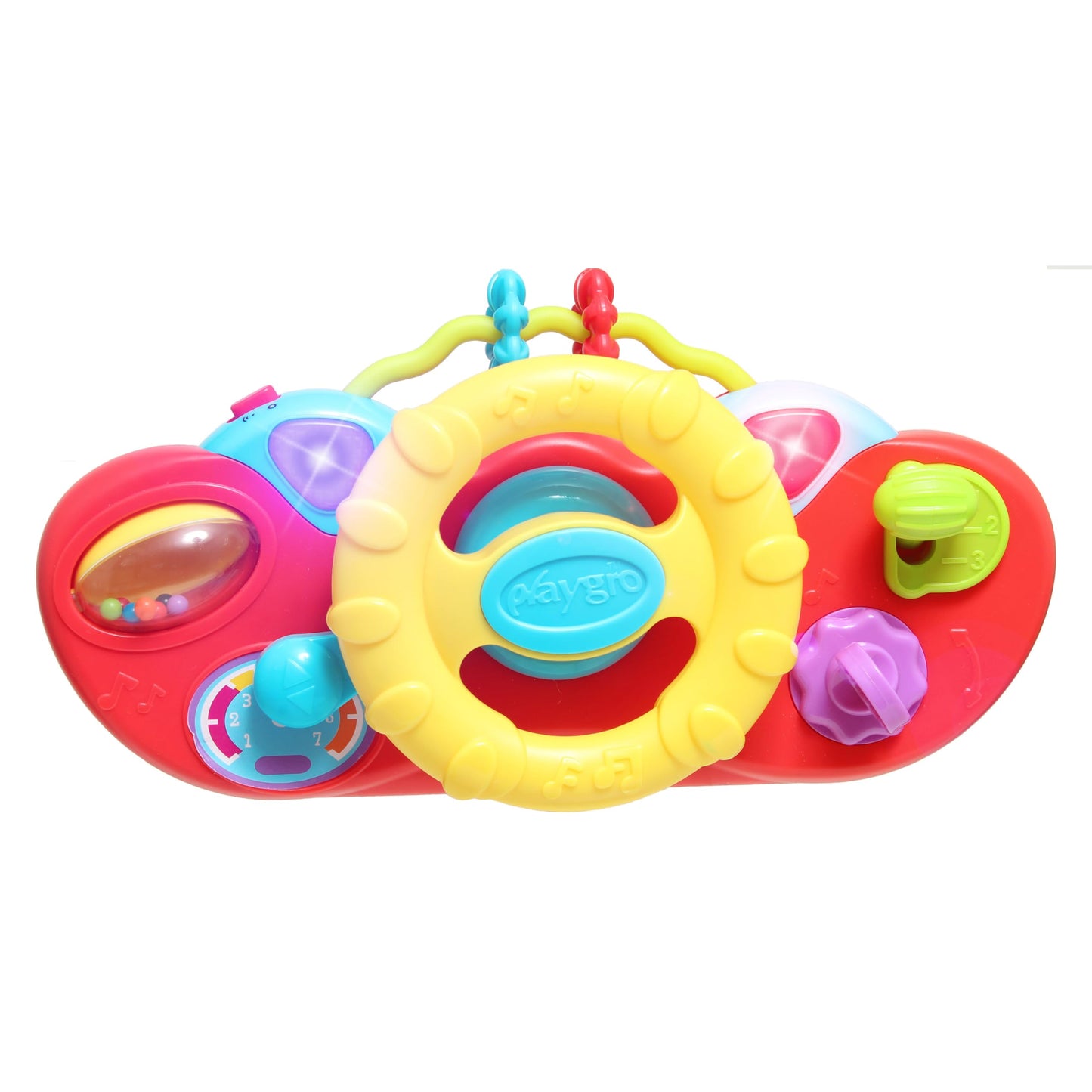 Playgro Drive & Go Steering Wheel Toy - Interactive Toddler Toy for Car Seat, 1 to 3 Years - Enhances Motor Skills, Role Play, &