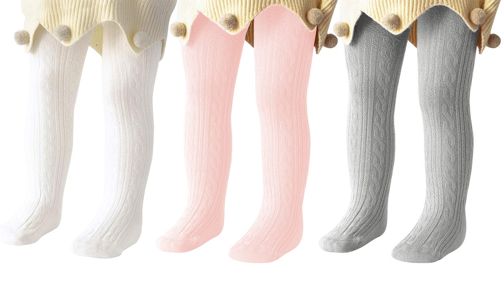 Century Star Baby Tights Toddler For Girls Solid Knit Socks Soft Cotton Infant Leggings Warm Stockings Newborn Pants 3-Pink Whit