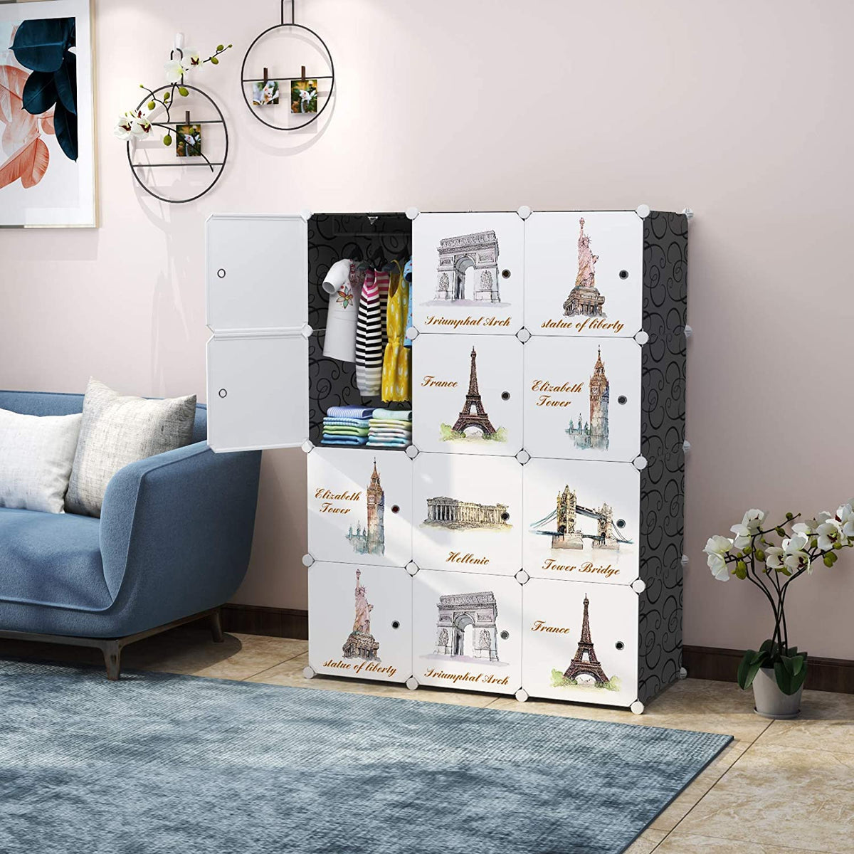 Bucketlist 12Door Plastic Sheet Kids Wardrobe Storage Rack  Organizer For Clothes, Kids Furniture, Living Room, Bedroom, Small