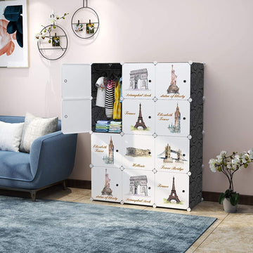 Bucketlist 12Door Plastic Sheet Kids Wardrobe Storage Rack  Organizer For Clothes, Kids Furniture, Living Room, Bedroom, Small