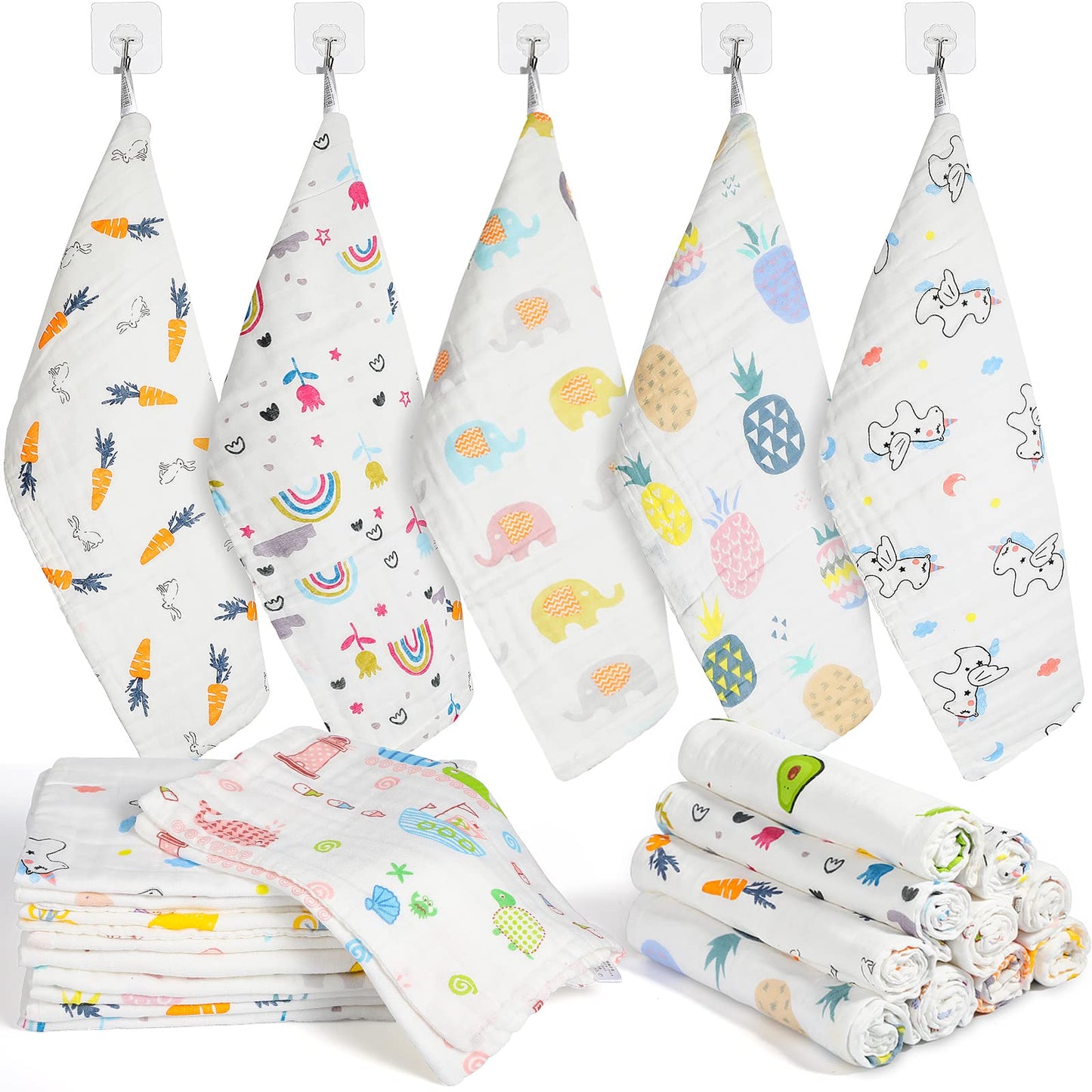 10 Pack Muslin Baby Burp Cloth 20 x 10 6 Layer Soft Absorbent Newborn Rags Towel for Baby Shower Boys Girls Machine Washable