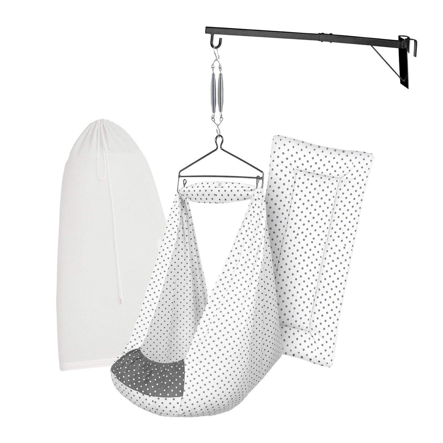 Beetot Baby Set | Pure Cotton Cloth, Removal Pad, Mosquito Net, Spring, Triangle And Window Hanger | Fs- (Light Melanchi, Dot De