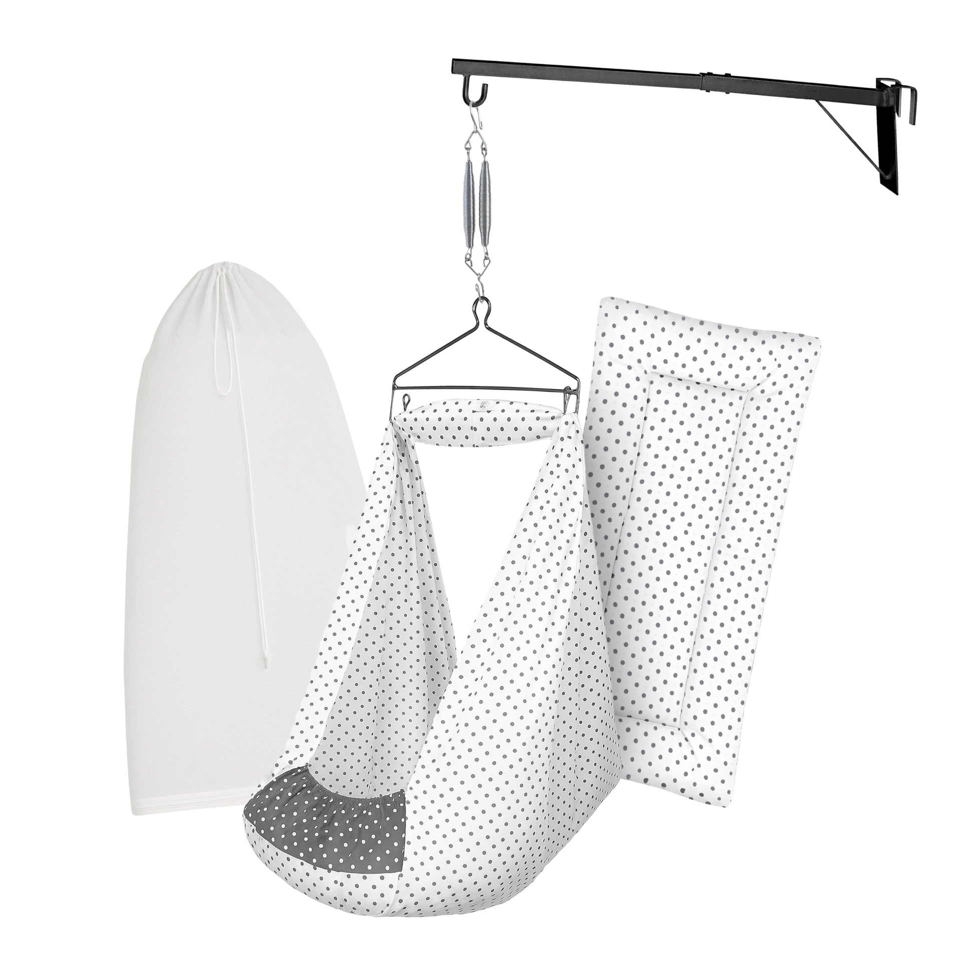 Beetot Baby Set | Pure Cotton Cloth, Removal Pad, Mosquito Net, Spring, Triangle And Window Hanger | Fs- (Light Melanchi, Dot De