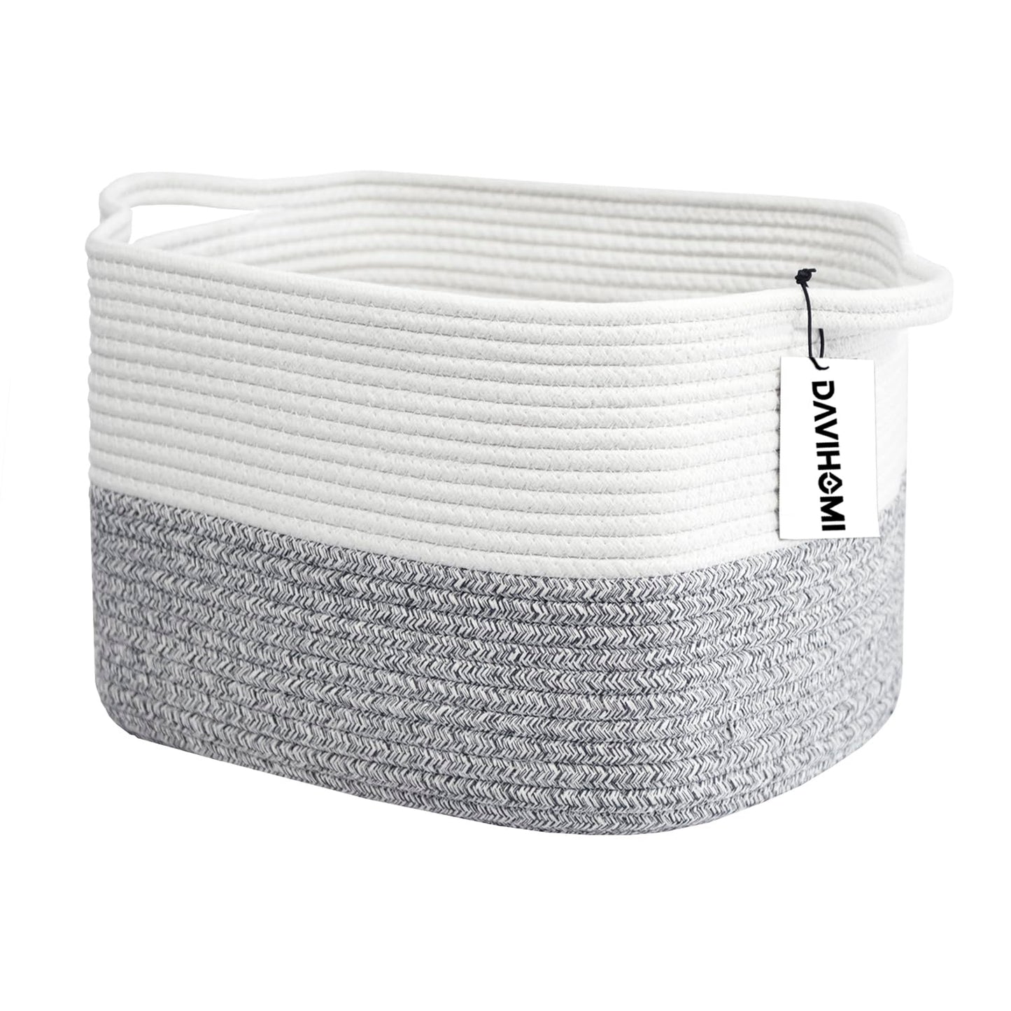 Davihomi Small Woven Cotton Rope Basket For Organizing, Gift Baskets For Handles, Empty Gift Baskets, Toy Basket For Bins|13.5'
