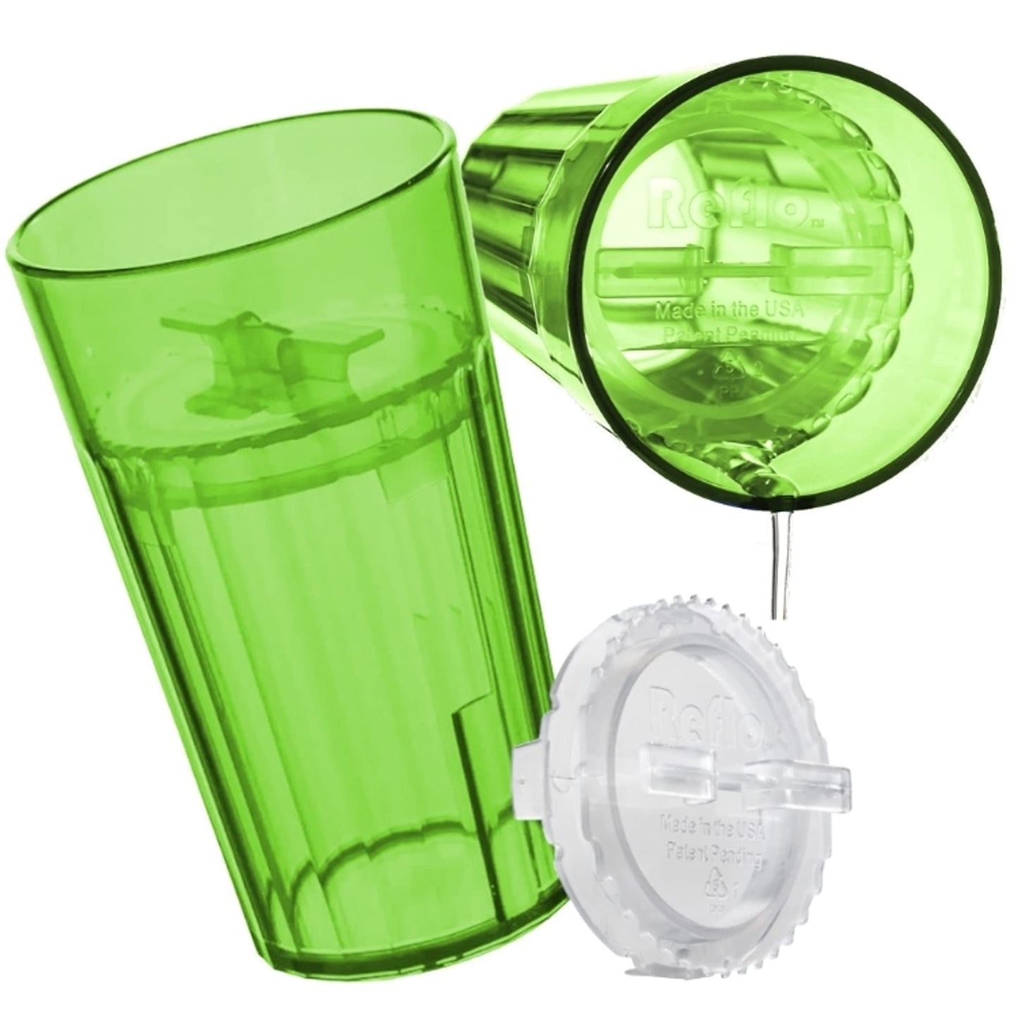 Reflo Smart Cup (Blue & Green 4-Pack) Open Training Cup, Toddler Cup, No Suction 6Oz, 360 Control-Flow, Usa Made Premium High-Im