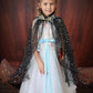 Fkkfyy Big Girl Cape Cloak Dresses Coat Matching Princess Wedding Birthday Party Halloween Star Sequins Cape Summer Cloaks Costu