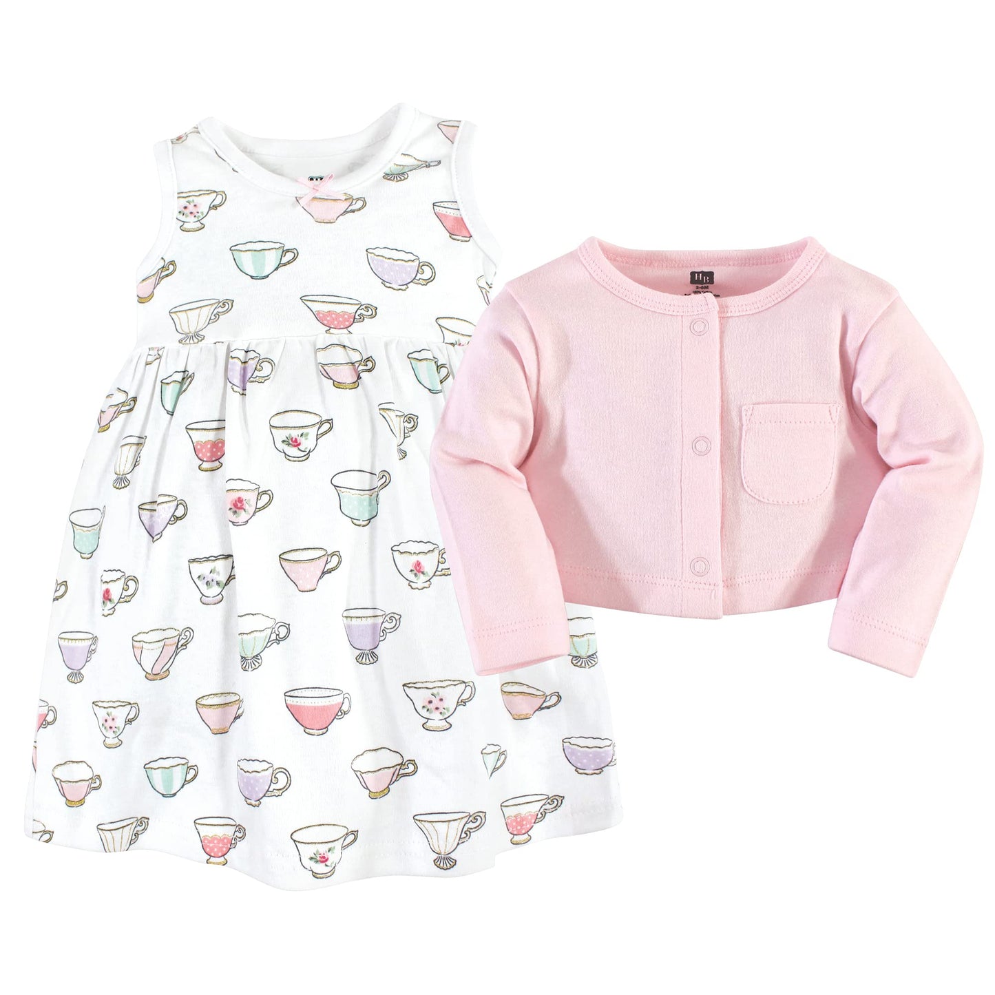 Hudson Baby Baby Girls' Cotton Dress And Cardigan Set, Tea Party, 18-24 Months
