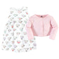 Hudson Baby Baby Girls' Cotton Dress And Cardigan Set, Tea Party, 0-3 Months