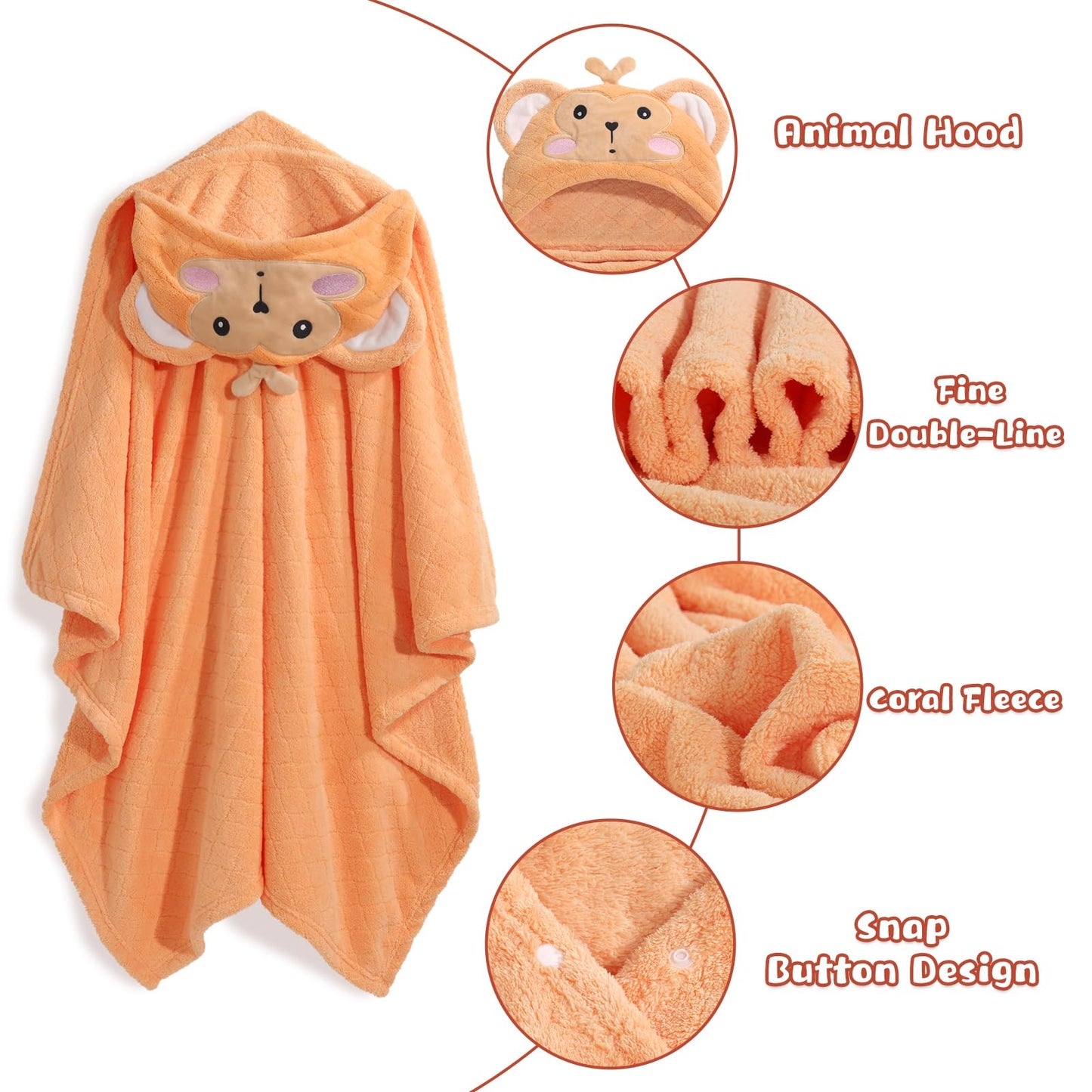 Wodhoy Toddler Towels For Boy, 2 Pcs 50'X32' Hooded Baby Towels Boy,Thick Absorbent Bath Towels For Kids, Coral Fleece Animal